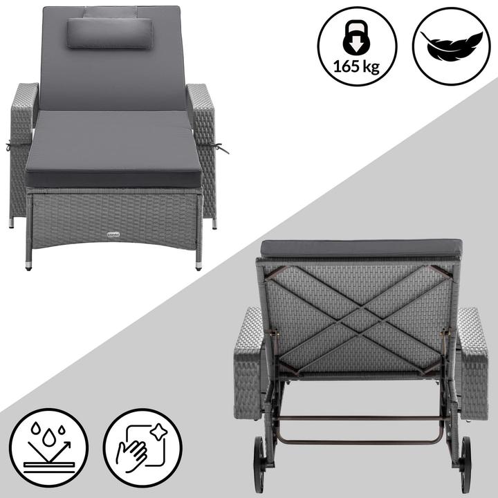 Produktbild Casaria Polyrattan Gartenliege (193 cm)