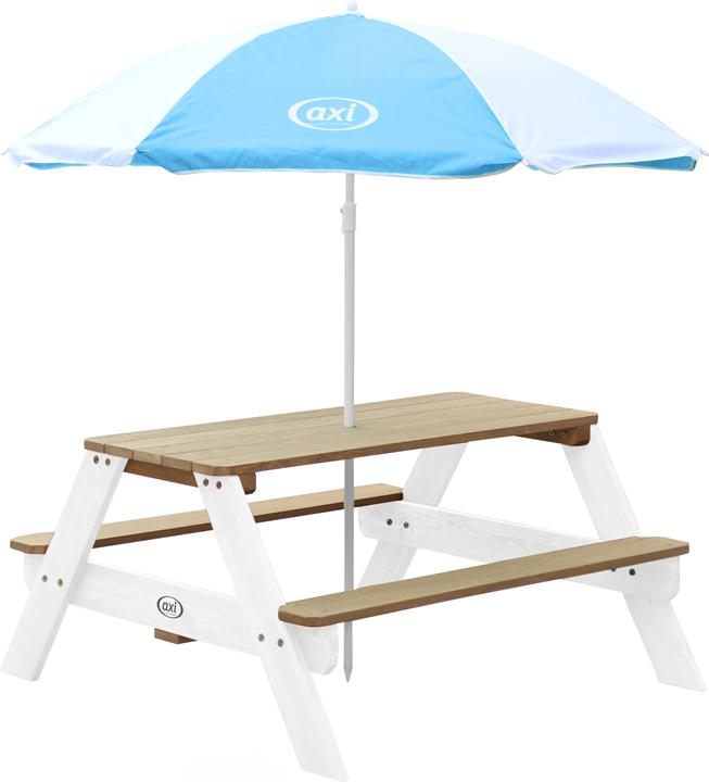 Actual product image Axi Nick Picnic Table Brown/White - Parasol Blue/White