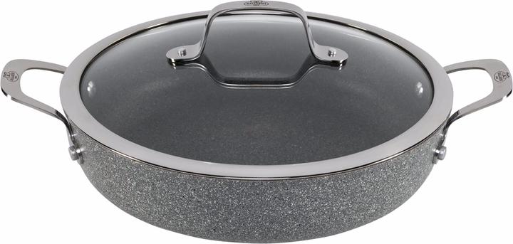 Ballarini Salina Granitium Padella di servizio con coperchio, 28 cm (28 cm, Casseruola con manico, Alluminio, Acciaio inossidabile)