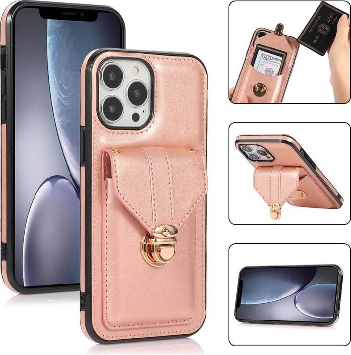 Produktbild Cover-Discount iPhone 14 Pro - Schutzhülle Case mit Tasche rosa (Apple iPhone 14 Pro)