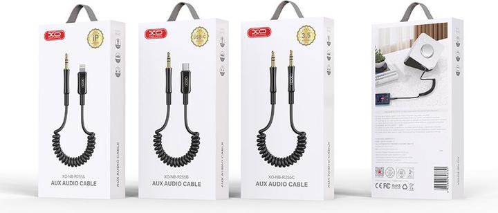 Actual product image xO cable audio NB-R255C jack 3,5mm - jack 3,5mm 1,0m black (1 m, 3.5mm jack (AUX))
