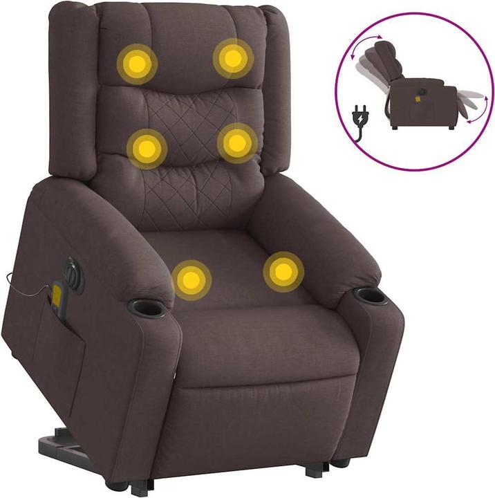 Image du produit VidaXL Fauteuil de massage électrique releveur Marron foncé Tissu