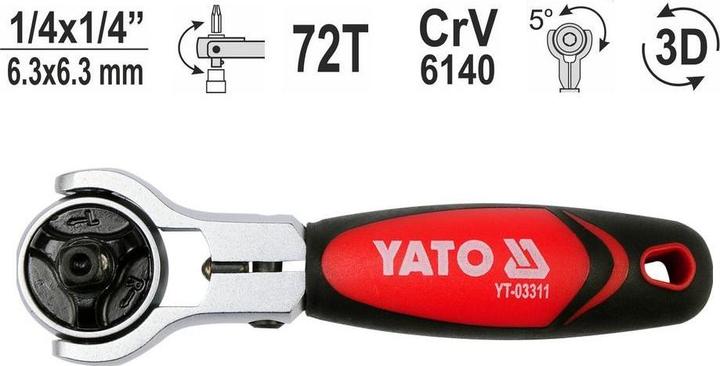Produktbild Yato yt-03311 Ratsche, drehbarer Griff in 2 Richtungen (1/4")