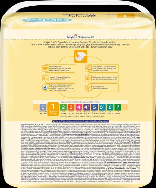 Immagine prodotto dm babylove Pannolini premium (Dimensione 1, Pacco trasportabile, 28 Pezzo/i)