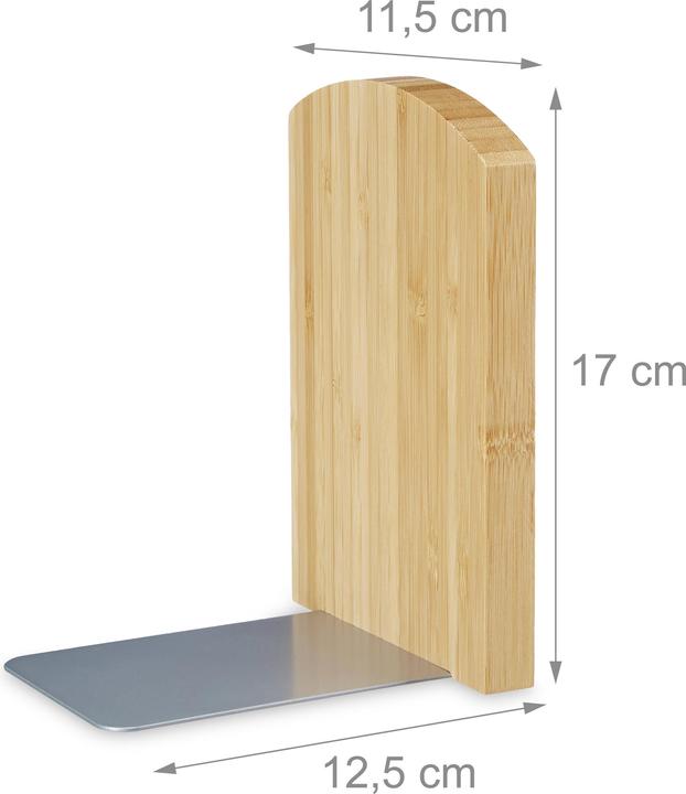 Actual product image Relaxdays Bamboo Bookend Set of 2 (11.5 x 12.5 x 17 cm)