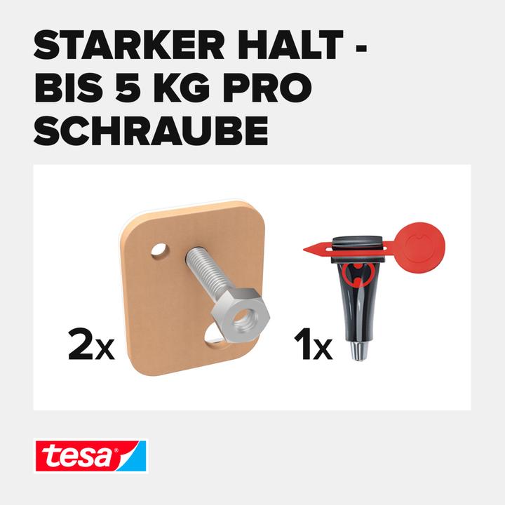 Produktbild tesa Klebeschraube für Mauerwerk & Stein, viereckig, 5kg Halteleistung