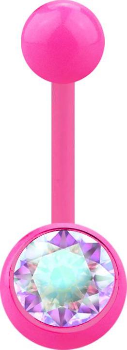 Actual product image Star Piercing Banana pink with ball and ball crystal multicolour (Acrylic, without brass)