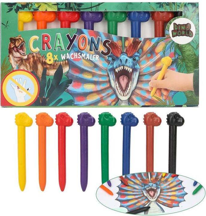 Produktbild Magni Wachsmaler Dino World mit Dino-Topper 8 Farben 8er (Mehrfarbig, 8 x)