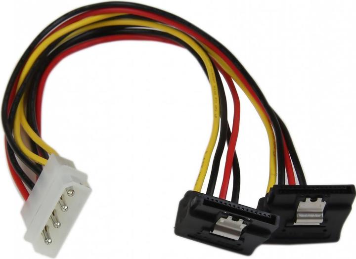 Produktbild StarTech 30 cm 4-Pin Molex auf SATA Y-Stromkabel rechts gewinkelt - Molex zu Serial-ATA Splitter Y-Kabel