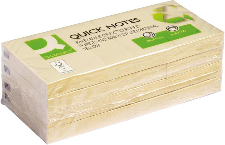Actual product image Q-Connect Sticky Notes Quick Notes Recycling yellow (38 x 51 mm)