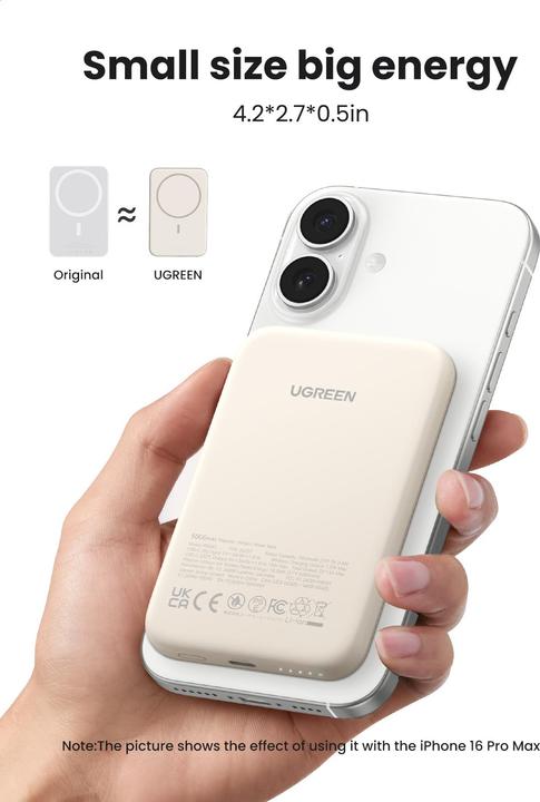 Image du produit Ugreen Magnetic Power Bank (5000 mAh, 15 W, 18.50 Wh)