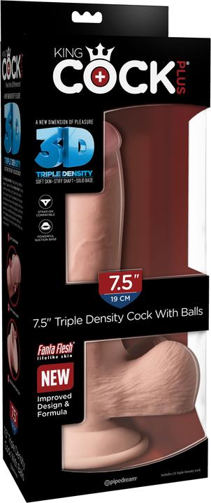 Actual product image Pipedream King Cock Triple Density wBalls 7.5"