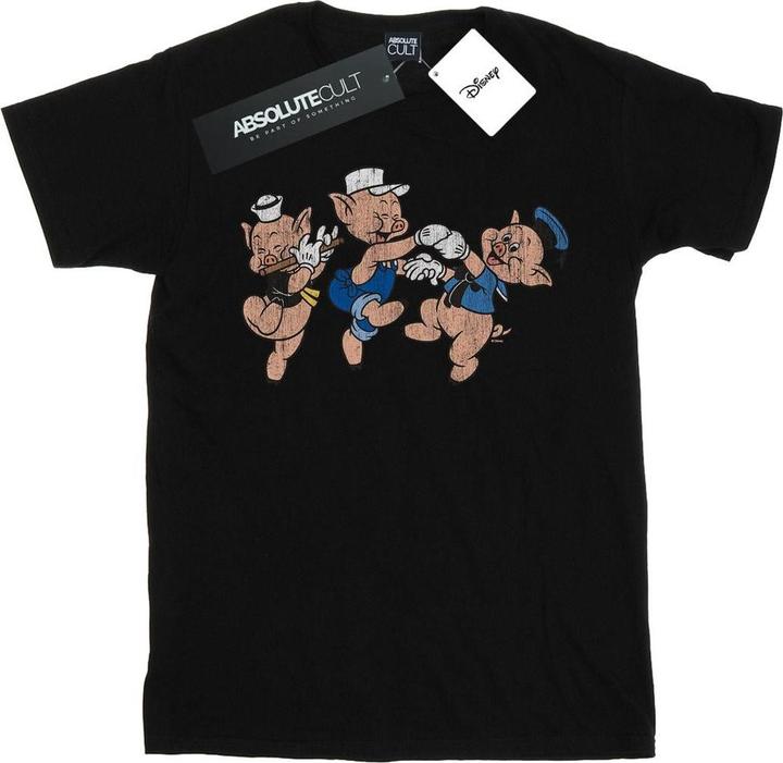 Actual product image Disney Womens/Ladies Three Little Pigs Having Fun Cotton Boyfriend T-Shirt (L)