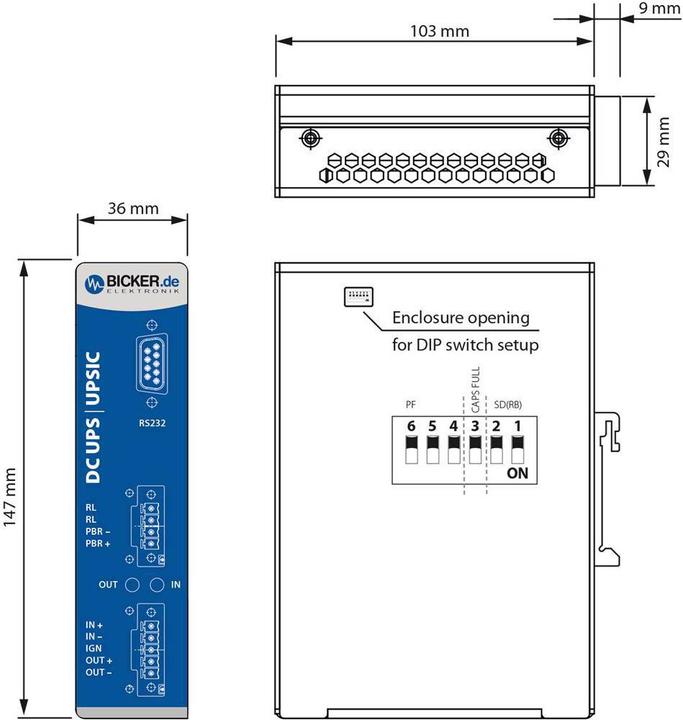 Actual product image Bicker Elektronik Industrial UPS system (DIN Rail) DC with maintenance-free SuperCaps (70 VA, 70 W)