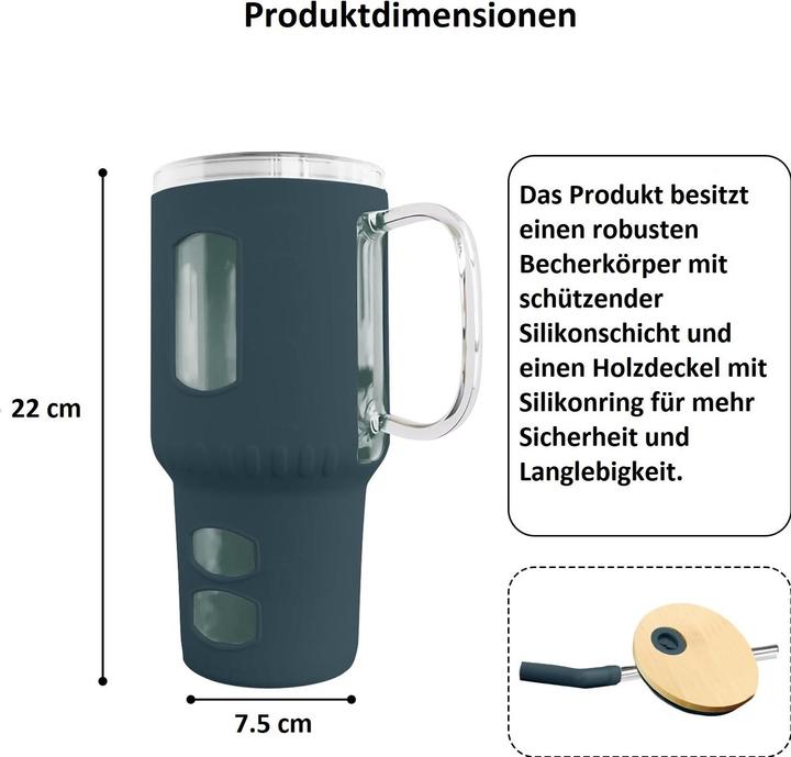 Produktbild Gewürzladen Näfels Glasbecher mit Strohhalm & Bambusdeckel (0.96 l)