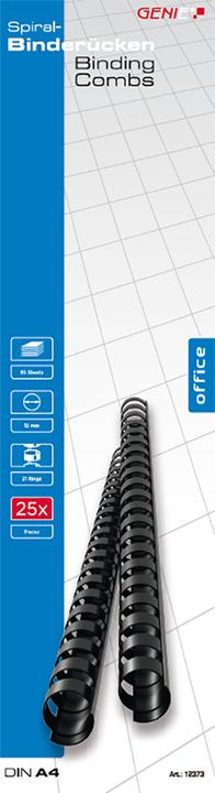 Produktbild Genie 12373 Plastikbinderücken (DIN A4 Format geeignet für alle Bindegeräte 12 mm) 25 Stück schwar