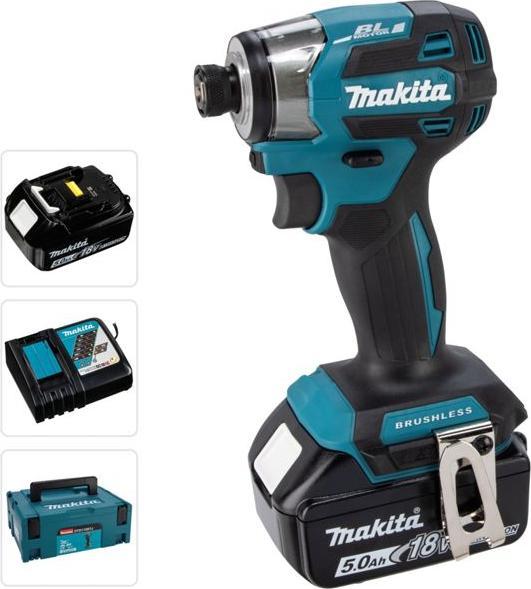 Produktbild Shots Makita DTD 173 RTJ Akku Schlagschrauber 18 V 180 Nm 1/4“ Brushless + 2x Akku 5,0 Ah + Ladegerät + (Akkubetrieb)