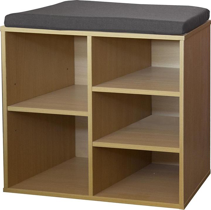 Image du produit HTI-Living Banc de vestiaire à 5 compartiments avec coussin d'assise en hêtre