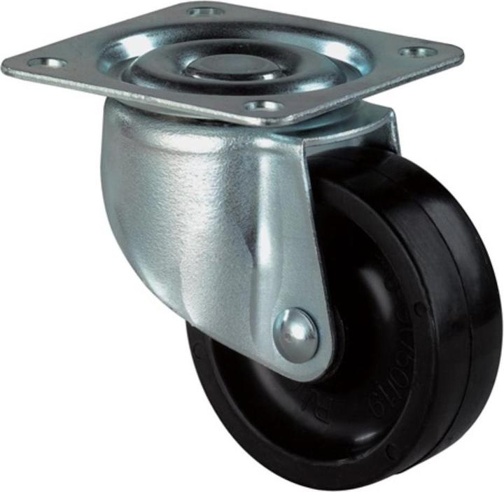 Produktbild BS Rollen Lenkrolle Rad-Ø 25 mm Tragfähigkeit 15 kg mit Anschraubplatte Kunststoff schwarz