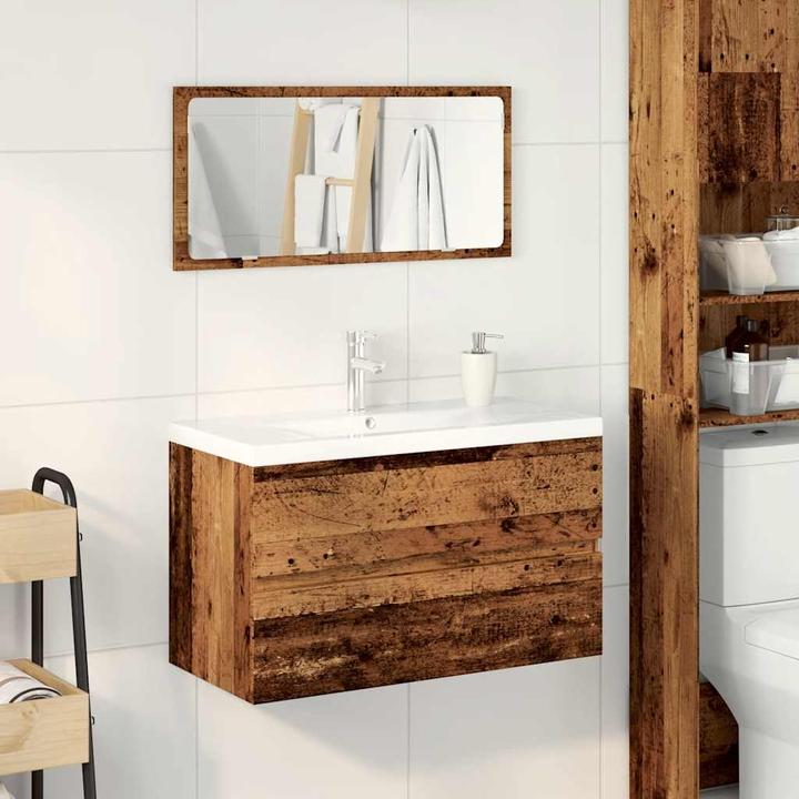 Produktbild VidaXL Badmöbel-Set Altholz-Optik Holzwerkstoff Badmöbelset Badezimmerschrank
