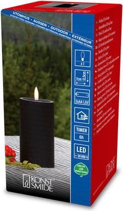 Actual product image LED Kunststoffkerze sw 1873-700 Aussen 1873-700 6h Timer D7 H12,5cm 2xAA