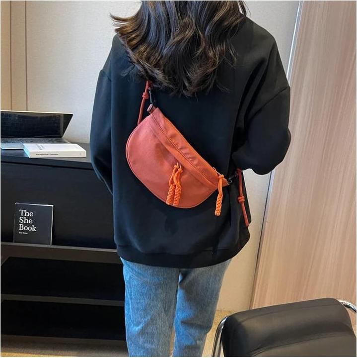 Produktbild Only-Bags.Store Casual Solid Color Chest Bag Grosse Kapazität Taille Pack Taschen Canvas Schulter Crossbody Taschen