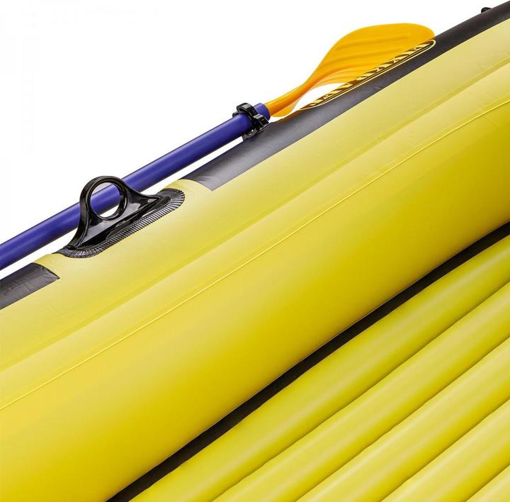 Immagine prodotto Dema Schlauchboot Paddelboot Ruderboot Boot mit 2 Paddel + Luftpumpe bis 150 kg gelb (190 cm, 2 pers.)