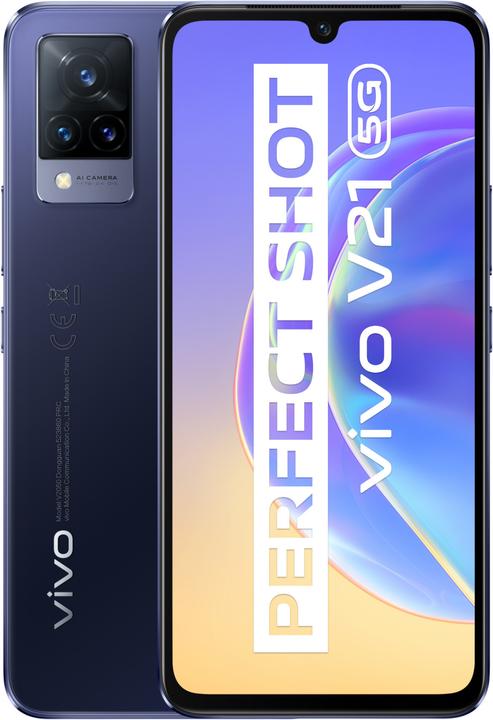 Actual product image Vivo V21 5G (128 GB, Dusk Blue, 6.44", Hybrid Dual SIM, 64 Mpx, 5G)