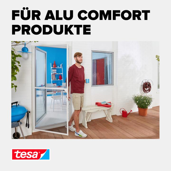 Produktbild tesa Insektenschutz Alu COMFORT Ersatzrolle, für Fenster, ohne Bohren (100 x 120 cm)