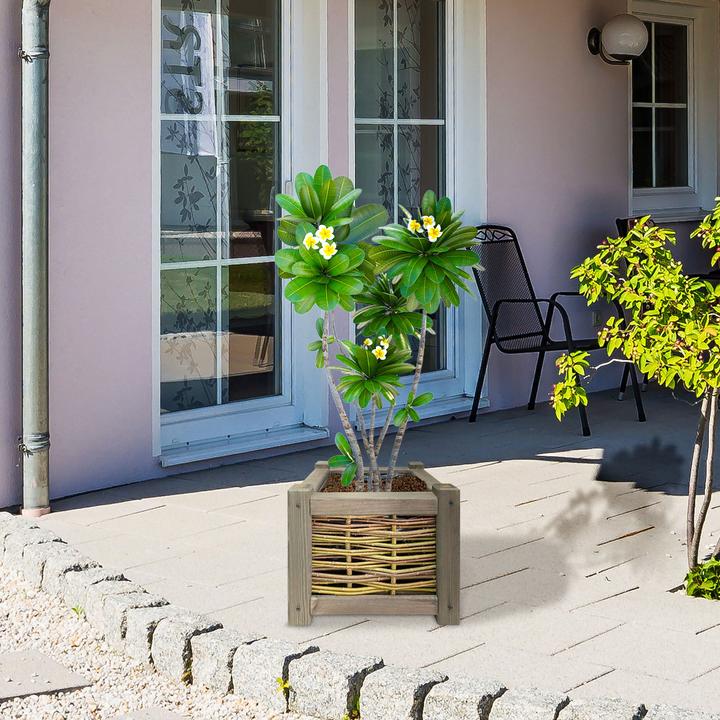 Actual product image Natura Punto Rattan and Wood Flower Box (30 cm)