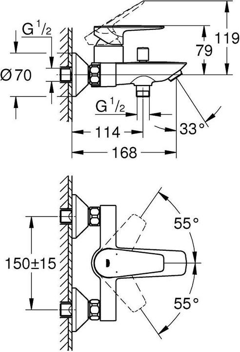 Produktbild Grohe Badewannenarmatur Start Edge 1/2
