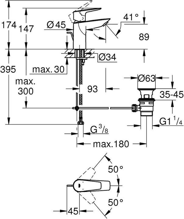 Actual product image Grohe Lavabo faucet Start Edge 1/2 S-Size, EcoJoy