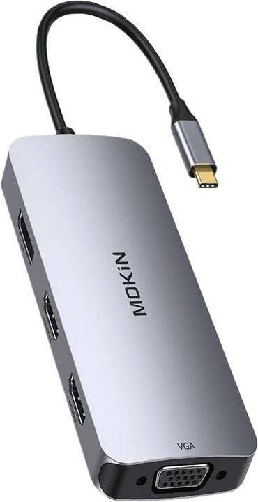 Immagine prodotto Mokin HUB 8in1 USB-C VGA+2xHDMI (argento) (USB-C, 1 Porti)