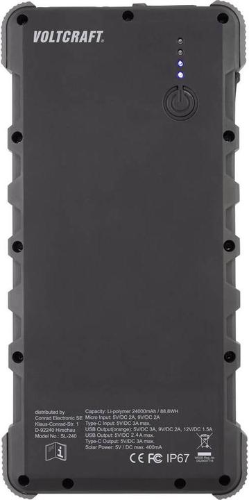 Immagine prodotto Voltcraft SL240 Solar (24000 mAh)