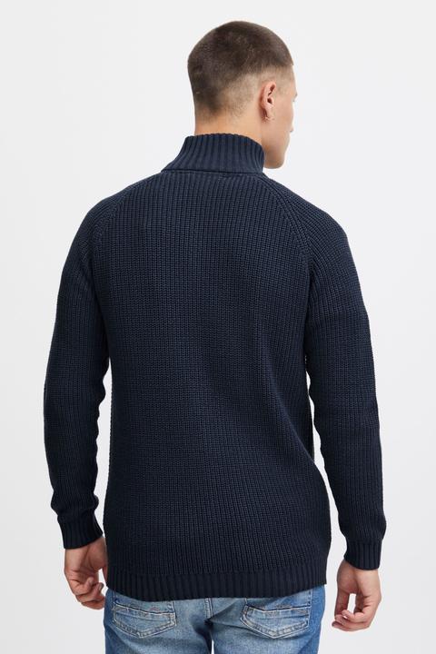 Actual product image Solid Xenos Men's Cardigan Chunky Knit Jacket With Funnel Neck Made Of 100% Cotton (XL)