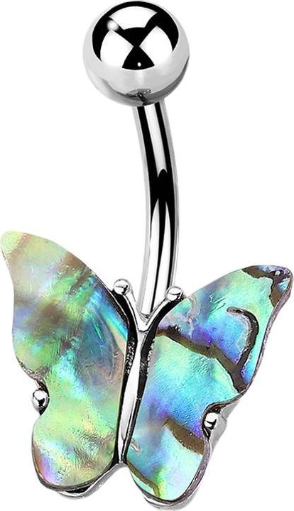 Actual product image Star Piercing Banana silver abalone butterfly coloured (Brass, Surgical steel 316L)