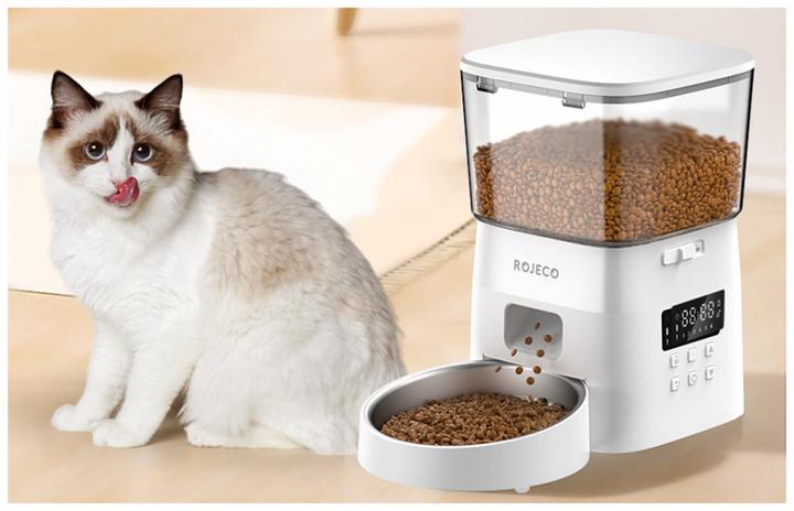 Actual product image Rojeco 2L Automatic Pet Feeder Button Version (White) (2 l)