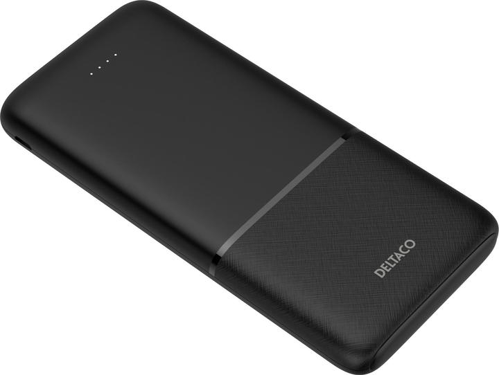 Actual product image Deltaco Powerbank 10,000 mAh, 2x USB-A 18 W, 1x USB-C PD 20 W - Black (10000 mAh, 20 W, 37 Wh)