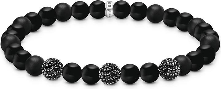 Immagine prodotto Thomas Sabo Armband Obsidian und Zirkonia schwarz (17 cm, Argento 925)