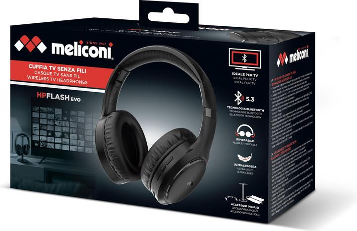 Immagine prodotto Meliconi Hp Flash Evo Auricolare Con cavo e senza cavo A Padiglione MUSICA Bluetooth Nero (22 h, Cablato)