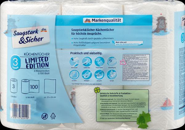 Actual product image dm Saugstark&Sicher Kitchen roll design 3-ply (3x100 sheets)