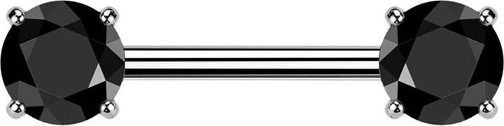 Produktbild Star Piercing Barbell Threadless silber mit zwei Kristallen schwarz gefasst (Titan G23, ohne Messing)