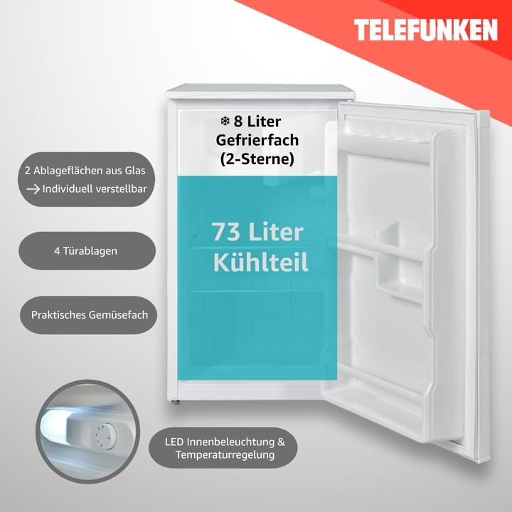 Actual product image Telefunken CF-32-152-W Desktop refrigerator ws 73/8L D 83.8x48x56 (81 l)