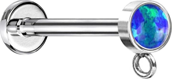 Immagine prodotto Star Piercing Micro labret a filo interno in argento con anello cilindrico blu opalino per ciondolo (Acciaio chirurgico 316L, senza ottone)