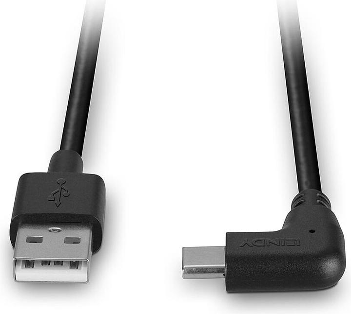 Produktbild Lindy 0,5m USB 2.0 Typ A an C Kabel 90 gewinkelt (0.50 m, USB 2.0)
