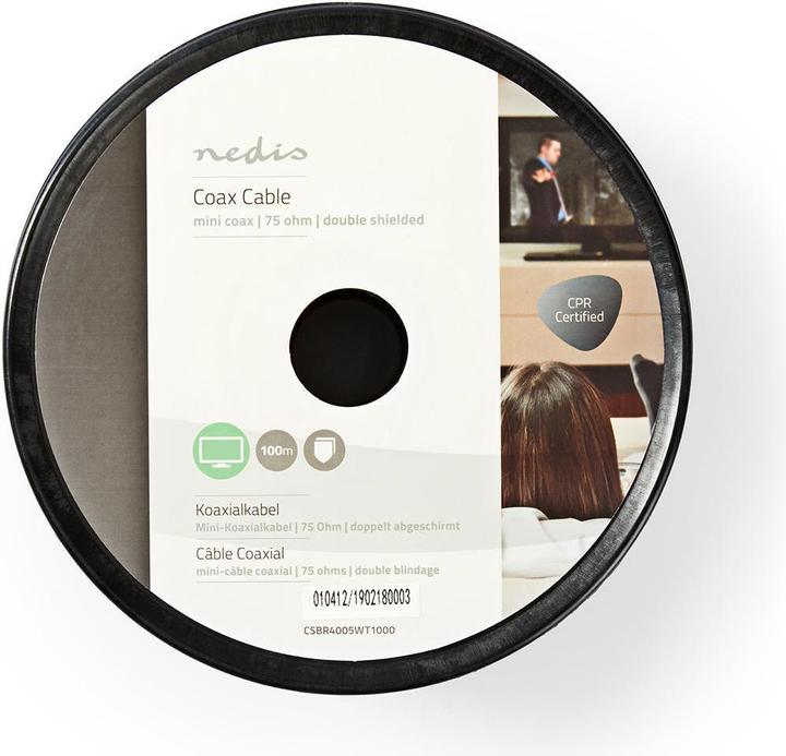 Actual product image Nedis Antenna Cable on Roll Mini KOAX 75 Ohm Single Shielded ECA 100.0 m Coax PVC White Roll (75 dB, Antenna cable)
