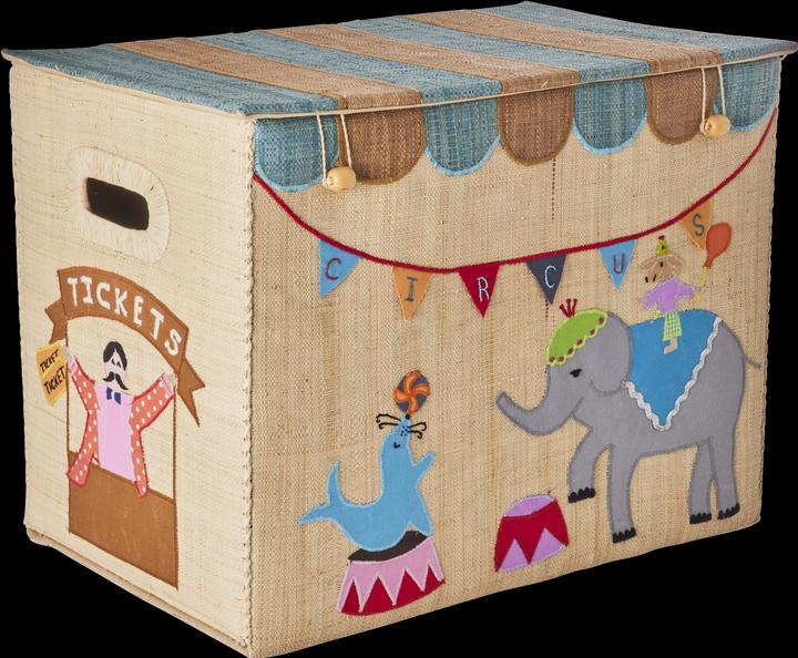 Rice - Raffia Storage Box with Circus Theme - Large