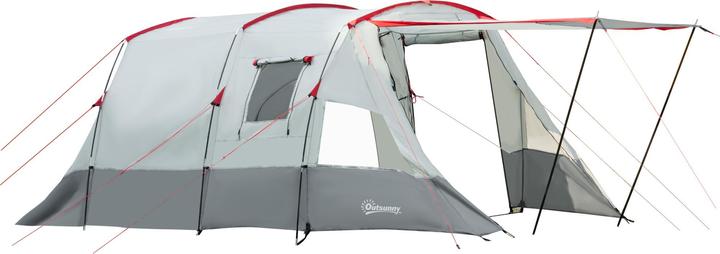 Produktbild Outsunny Campingzelt mit Erdspiesse, Spannseile und Tragetasche (Tunnelzelt, 8.50 kg, 8 Personen)