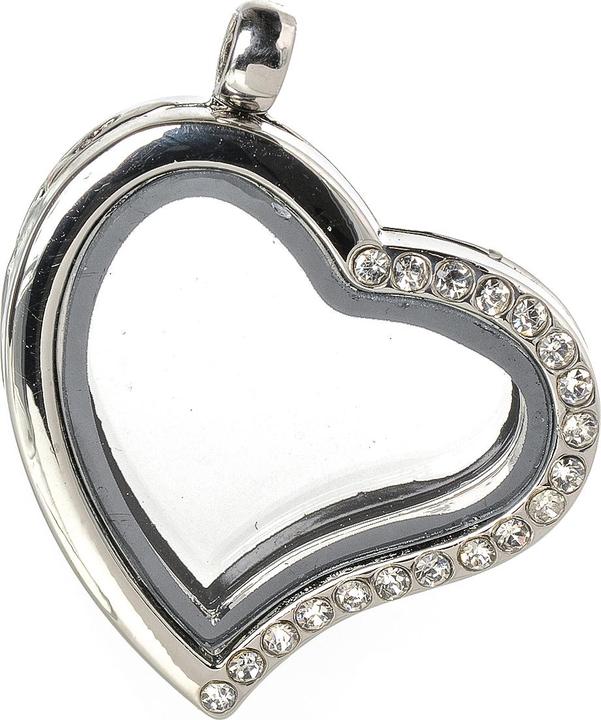 Immagine prodotto Hobby & Crafting Fun Ciondolo a medaglione "Cuore con strass", Ø circa 2,8 cm, metallo/vetro (Metallo)