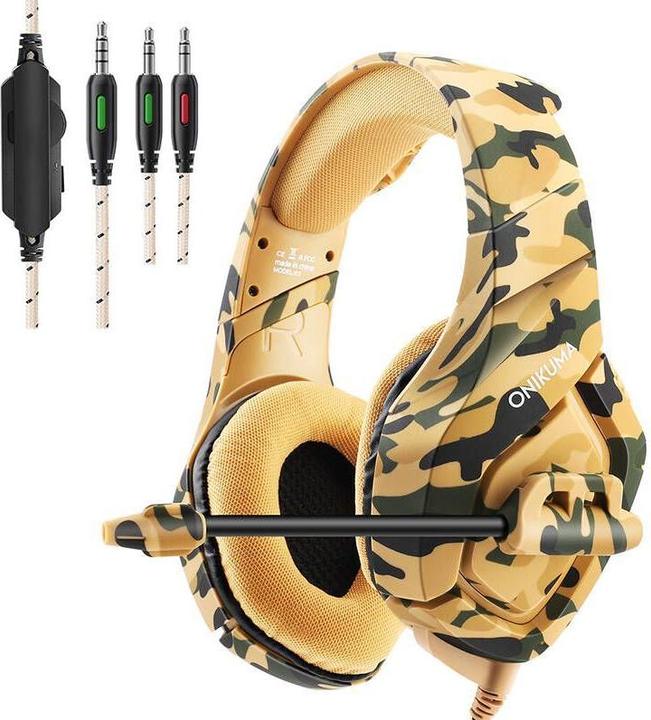 Actual product image Onikuma K1-B Gaming headset (Yellow) (Cable)